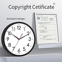 Vista 5 de AKCISOT Reloj de pared de 12 pulgadas, silencioso y moderno, funciona con pilas, reloj analógico clásico para oficina, hogar, baño, cocina