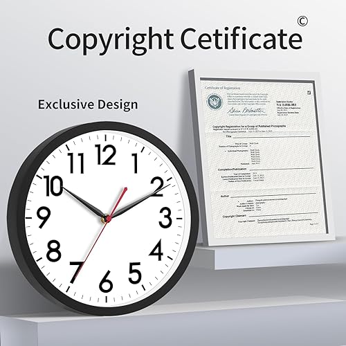 Miniatura 106 de AKCISOT Reloj de pared, moderno y pequeño, funciona con pilas, de 8 pulgadas, silencioso, analógico, clásico, para oficina, hogar, baño, cocina