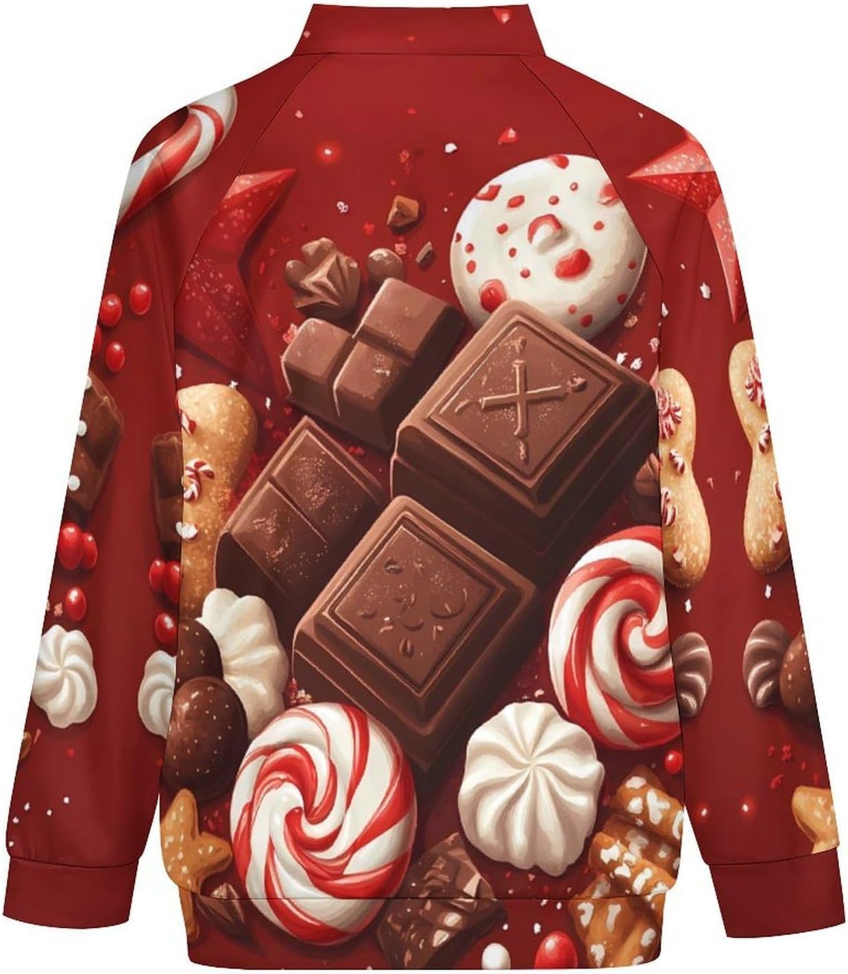 Chocolate Candy Sweets Men's Zip Up Sweatshirt Casual Sweater Jackets Long Sleeve Tops Lightweight Coat
