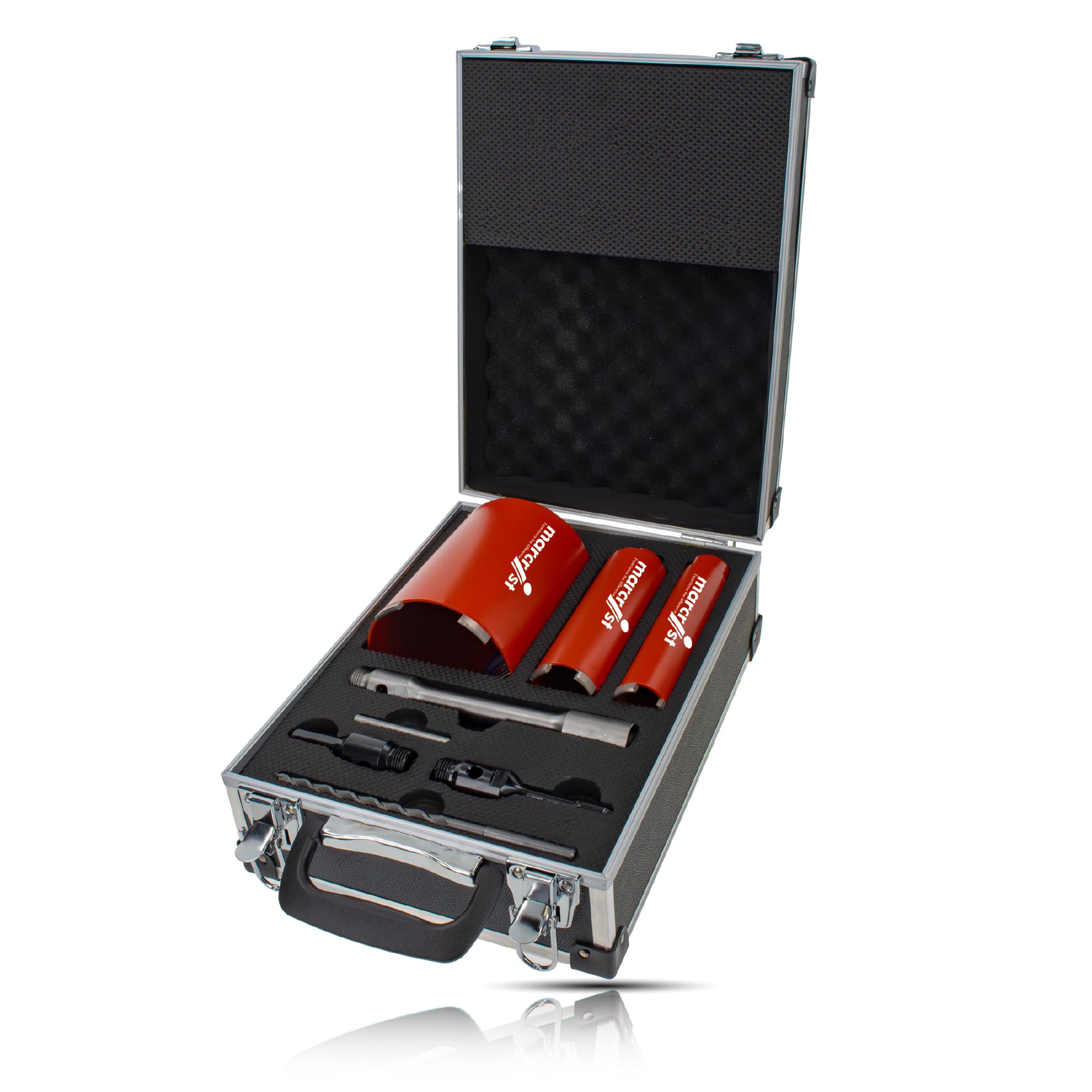 Marcrist Diamond Core Drill Bit Set 38mm / 52mm / 117mm - 1/2″ BSP (F) Dry Core Drill Set for Concrete & Brick - Suitable for Diamond Rotary Core Drills, SDS Plus or 3-Jaw Chuck Fitting (964FV)