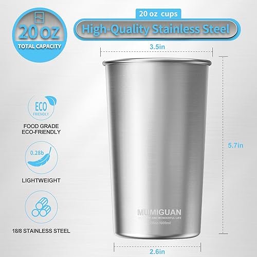 Miniatura 3 de Vasos de acero inoxidable de 20 oz20.3 fl oz (paquete de 2), vaso de acero inoxidable para camping, vasos de metal apilables, sin BPA, apilables,