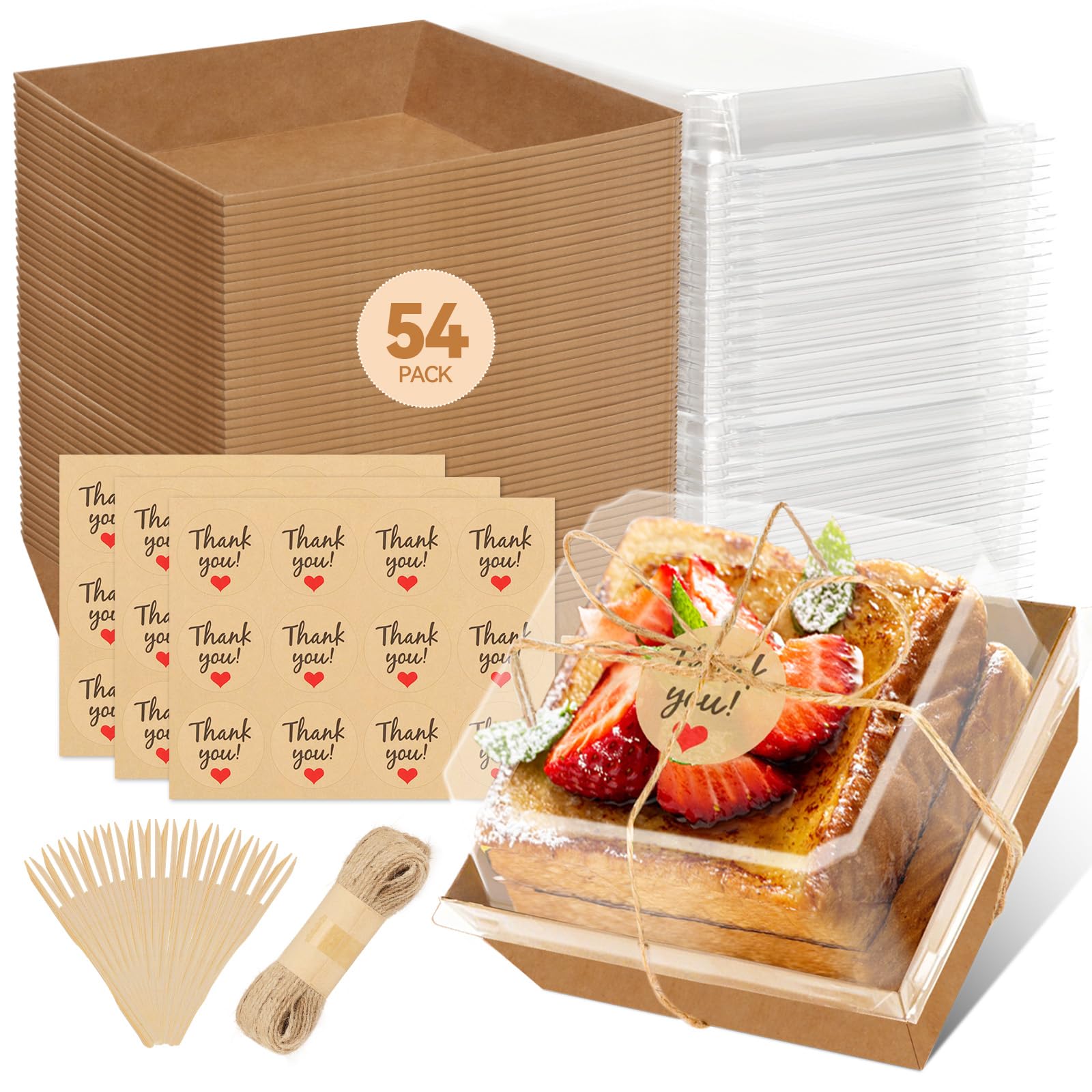 Confezione da 54 piccole scatole per salumi con coperchio trasparente, mini scatole di carta per salumi da asporto, contenitori usa e getta con coperchio, scatole da dessert per panini