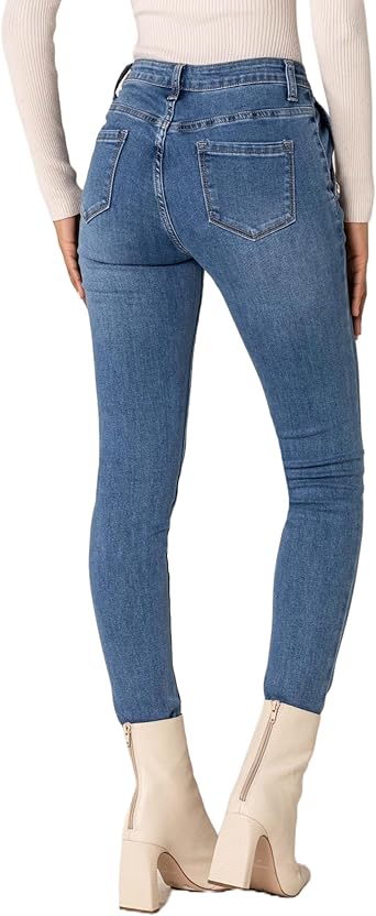 Nina Carter P217 Women's Skinny Jeans High Waist Used Look Stretch Jeans, Blue (P217-5), XL Nina Carter P217 Women's Skinny Jeans High Waist Used Look Stretch Jeans, Blue (P217-5), XL