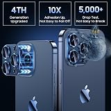 Uyiton Compatible with iPhone 15 Pro/iPhone 15 Pro Max Camera Lens Protector, [Not Easy to Break][Strong Adsorption][Case-Friendly] Metal Tempered Glass Rear Camera Screen Cover - Blue Titanium