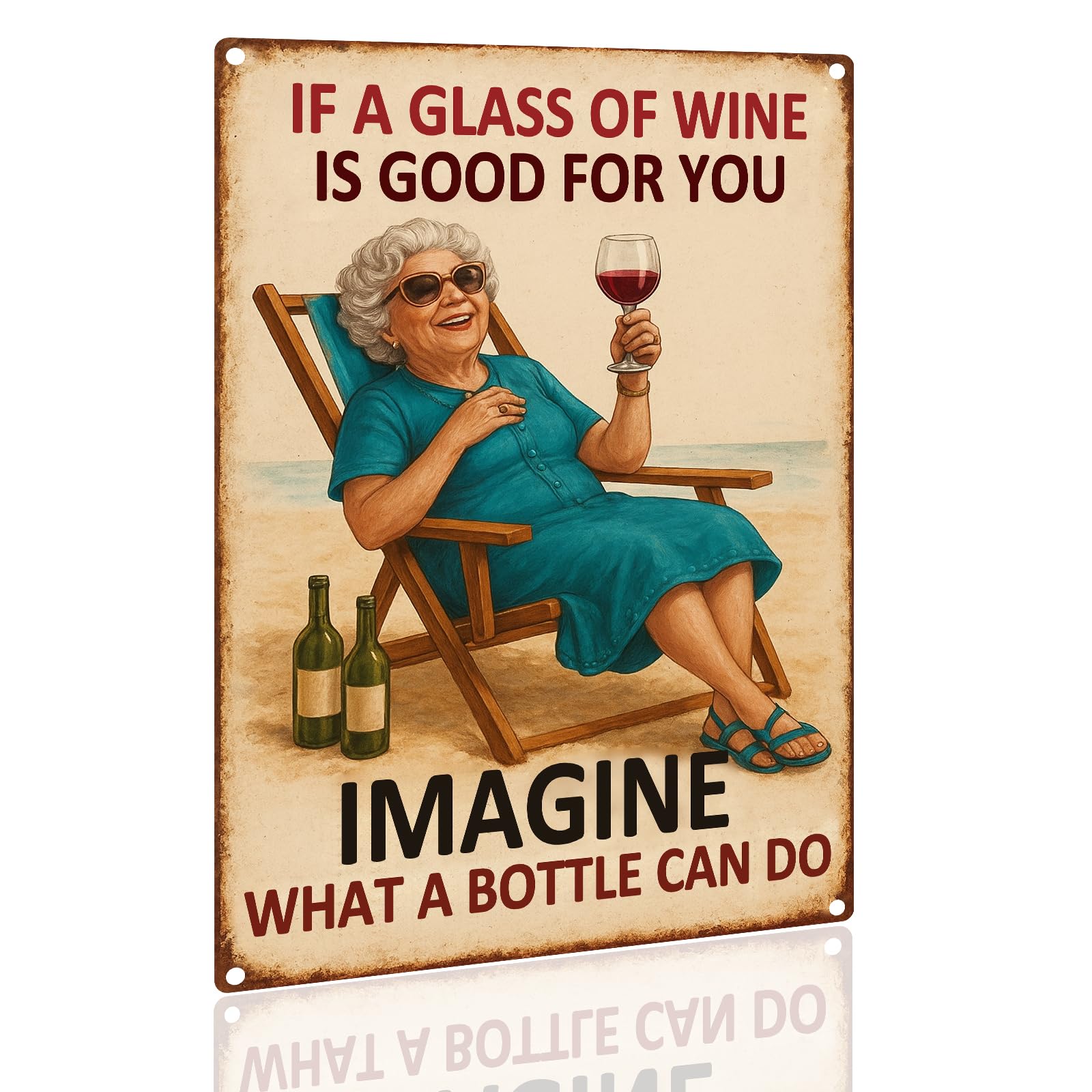 Humorous Wine Quote Metal Sign - "If A Glass Of Wine Is Good" Playful Aluminum Plaque for Kitchen & Dining 8x12 Inch (2560)
