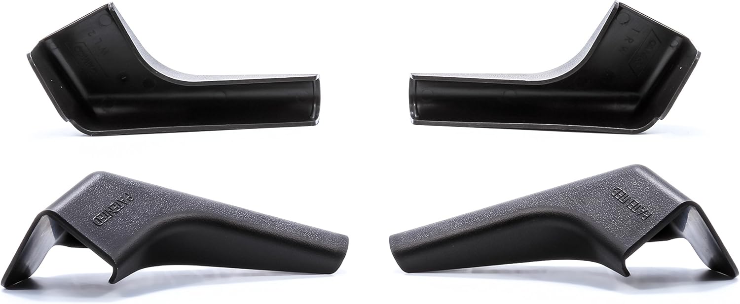 Camco RV Gutter Spouts with Built-in Extensions | Direct Rain Water Runoff Away from The RV | Features an Easy Installation, a Sun Resilient Resin Construction, and Comes in a 4-Pack of Black (42452)