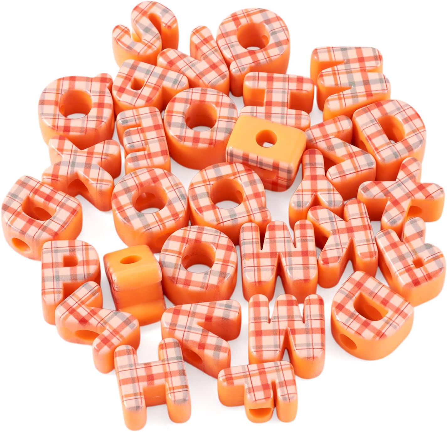 30Pcs Orange Large Letter Beads for Bracelets Keychains Making