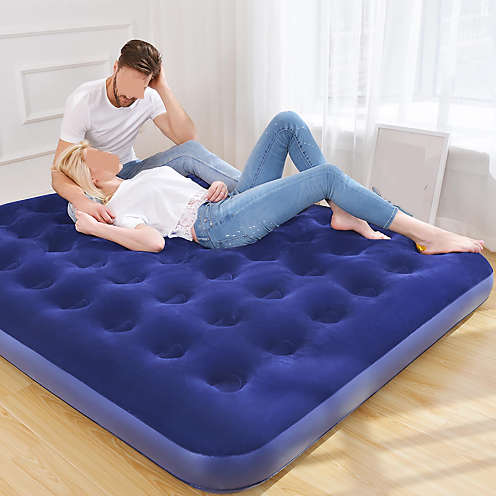 Colchón Inflable para 4 Personas - Cama De Aire De PVC con Bomba Eléctrica Incluida, Colchón De Camping Portátil De Gran Capacidad para Uso Familiar Y Viajes