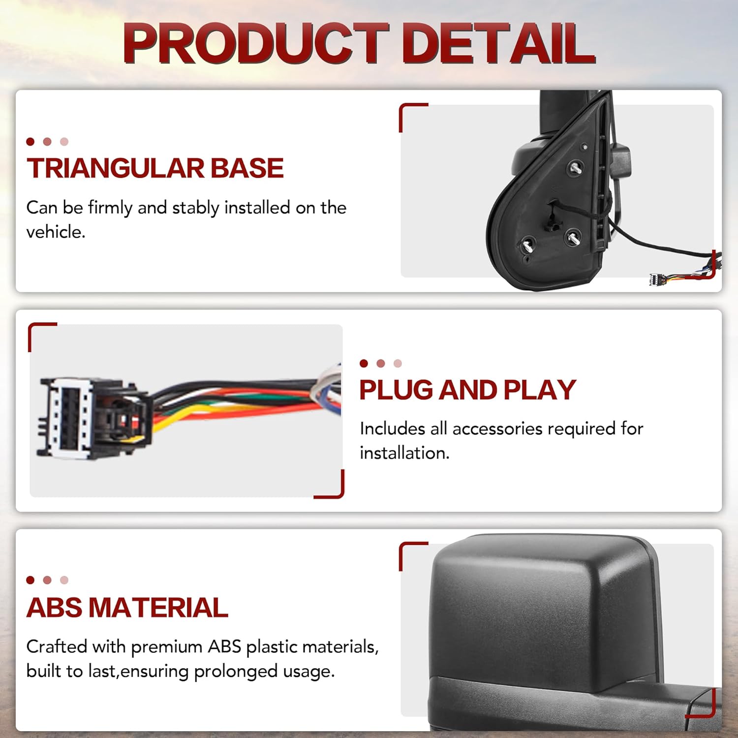 2PCS Black Towing Mirrors Power Heated Compatible for 2008-2013 Chevy Silverado Suburban Tahoe GMC Serria Yukon w/Sequential Turn light, Clearance Lamp, White Running Light