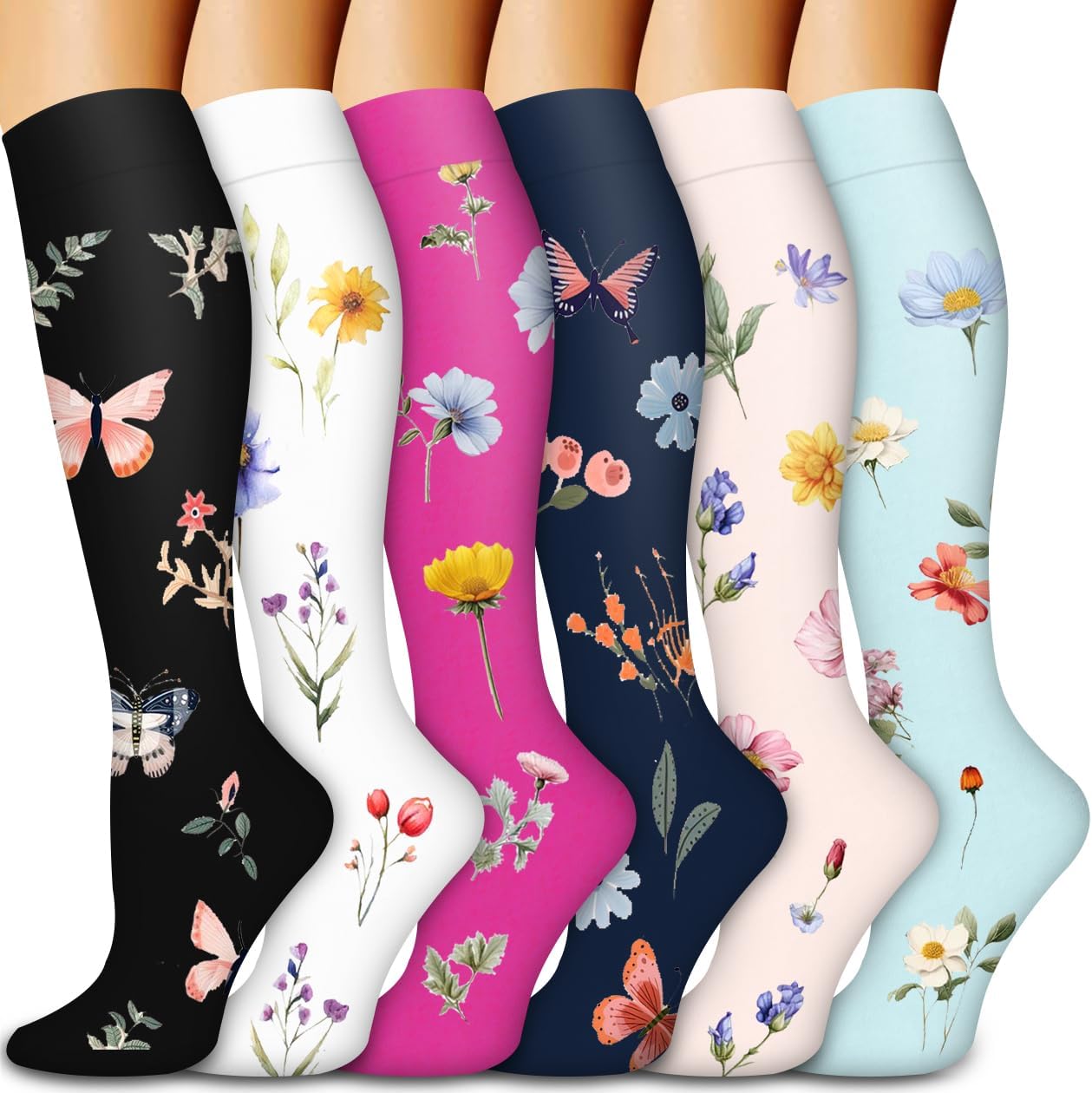 Compression Socks for Women & Men Circulation (6 Pairs) 15-20 mmHg is Best Support for Athletic Running,Nurse