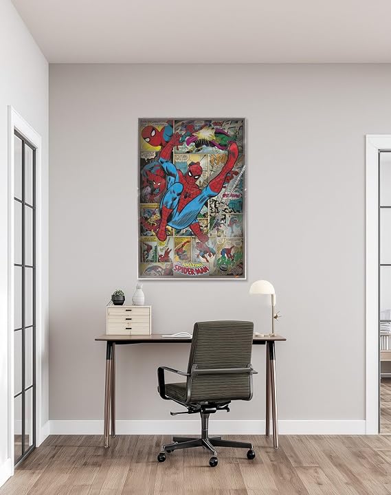 The Amazing Spider-Man - Marvel Comics Poster Print (Retro Style - Comic Montage) (Size: 24 x 36) (Laminated Poster & Strips)