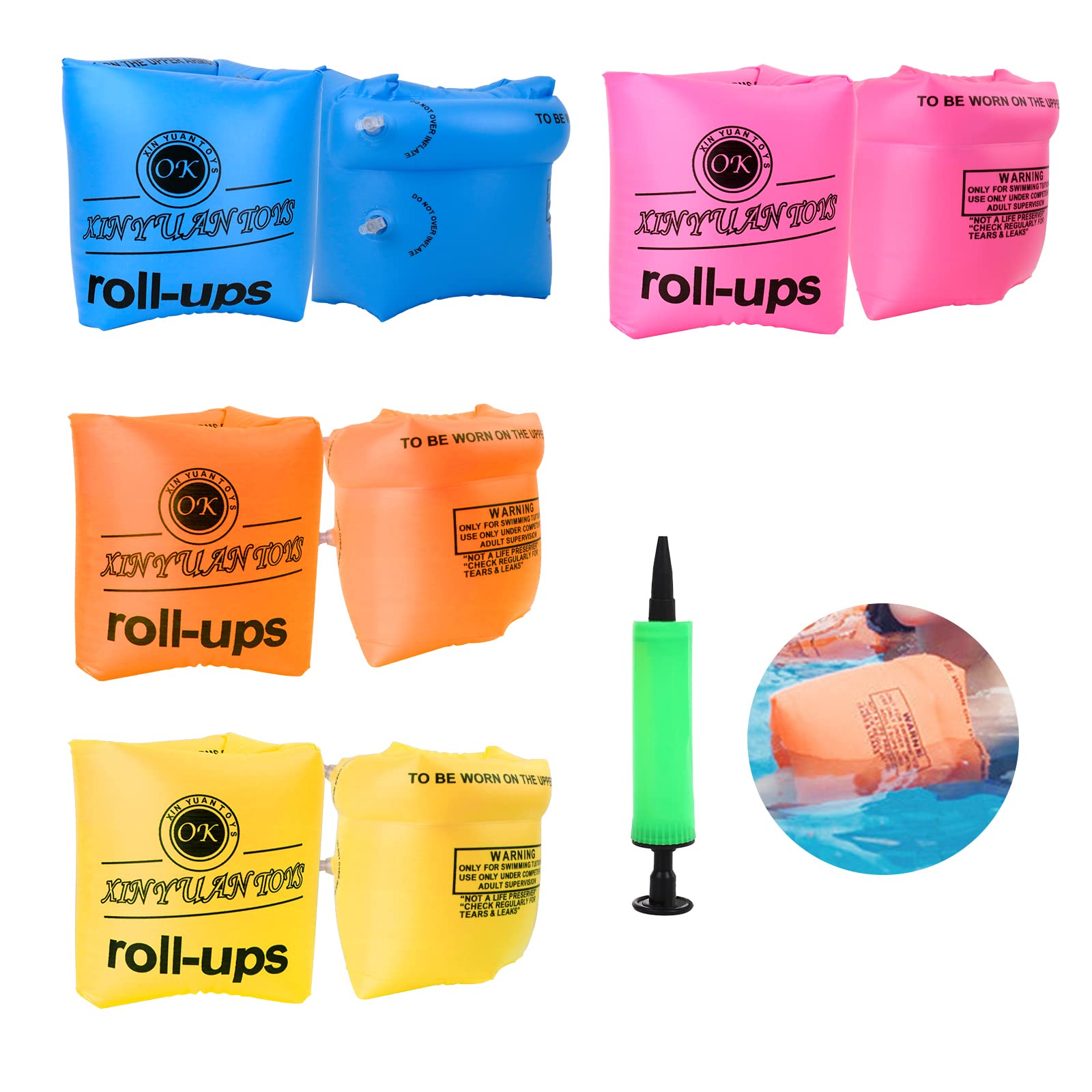 8 Pack Swimming Arm Float, PVC Arm Floating Inflatable for Kids and Adult