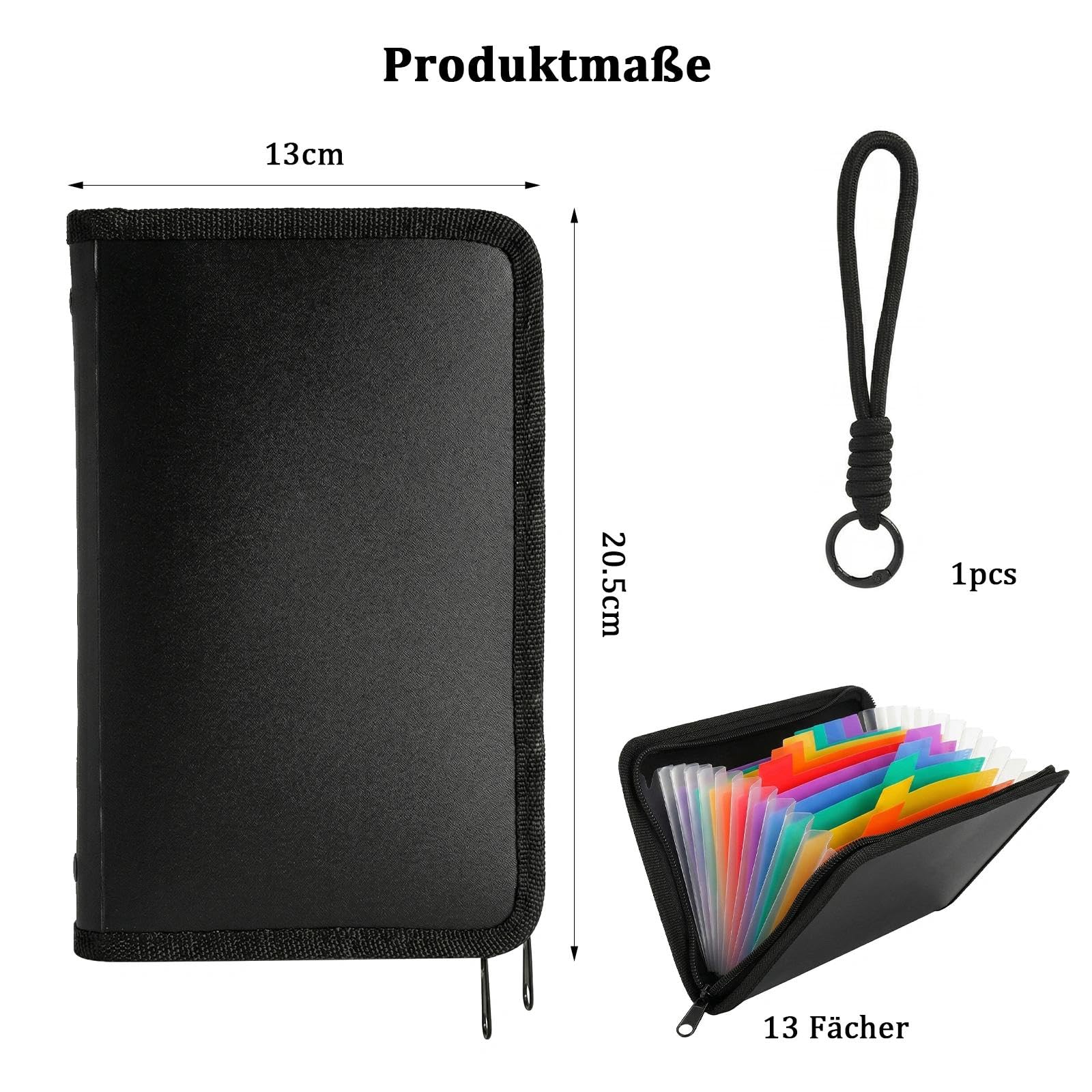A6 Cartellina Portadocumenti con Chiusura Lampo, 13 Tasche Cartella E Impermeabile, per Documenti, Denaro, Passaporto, File Bancari E Contanti Banconote Assegni Fatture Coupon