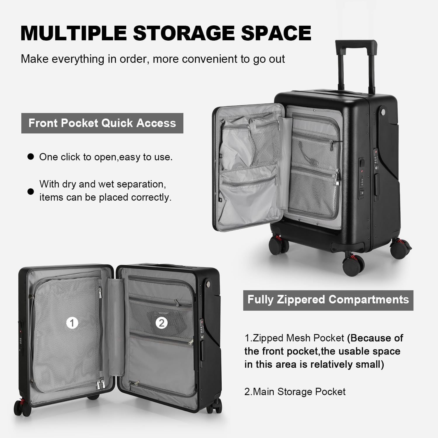 折りたたみ式シート付きライドオンラゲッジ、シートベルト付き、ハードシェルライドオンスーツケース、フロントポケット、ロック可能な4つの