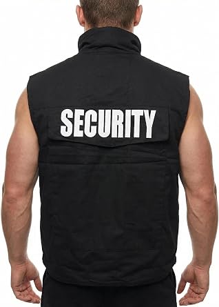 BACKBONE Men's Security Vest, Black 8Pocket Uniform with SECURITY Embroidery