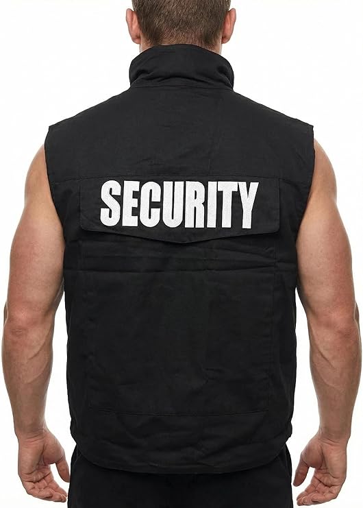 BACKBONE Men's Security Vest, Black 8Pocket Uniform with SECURITY Embroidery