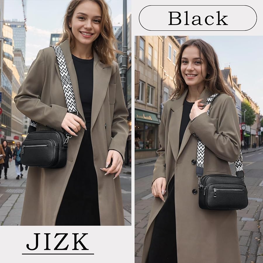 HILAEX Borsa A Tracolla Donna In Pelle PU, Con Tracolla Larga Regolabile, Anti-furto - Borse Da Spalla Per Viaggi, Shopping E Uso Quotidiano, Nero
