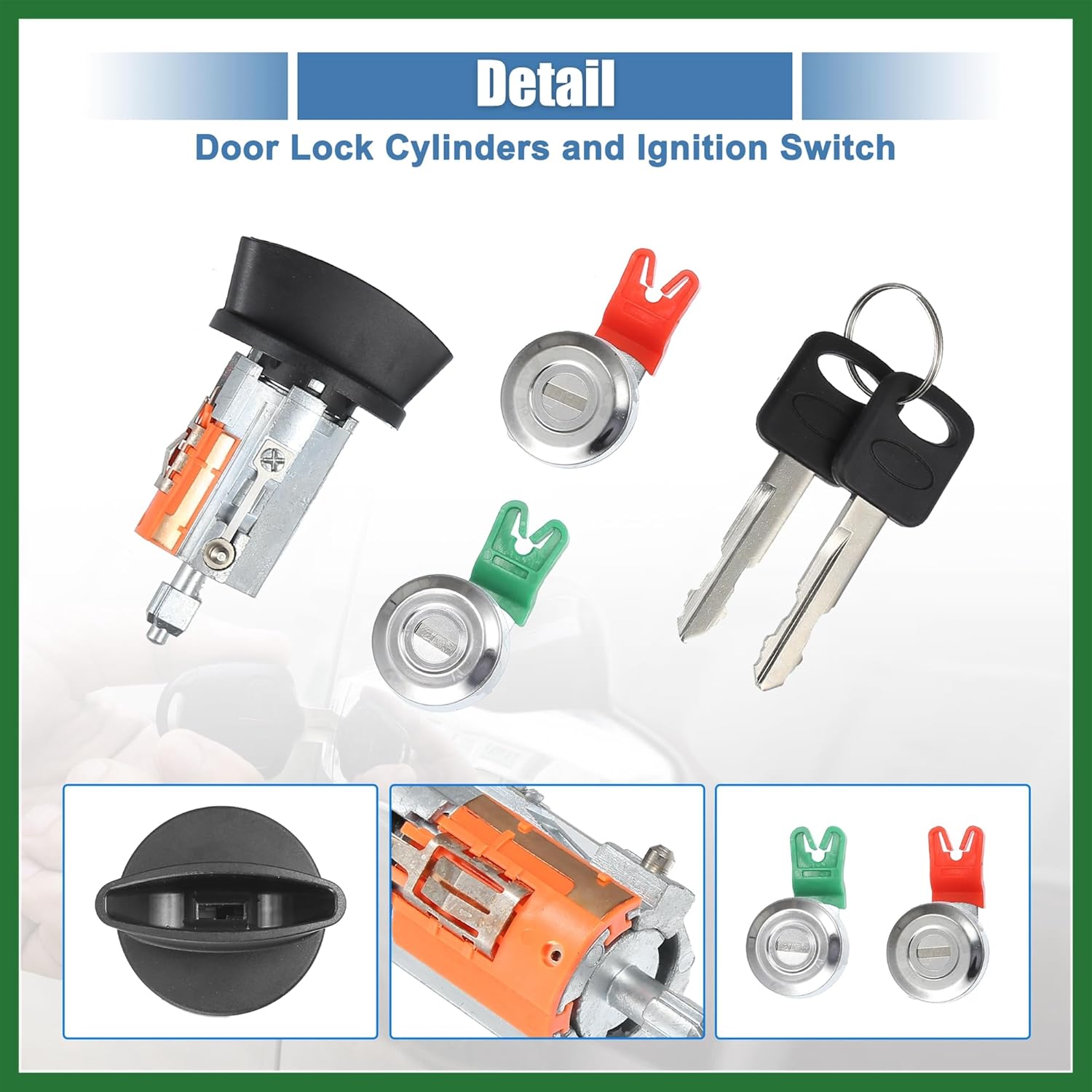 Motoforti Door Lock Cylinder Tumbler Ignition Switch Lock Cylinder Assembly Starter Cylinder with Keys Set for Ford E150 250 350 Long-lasting