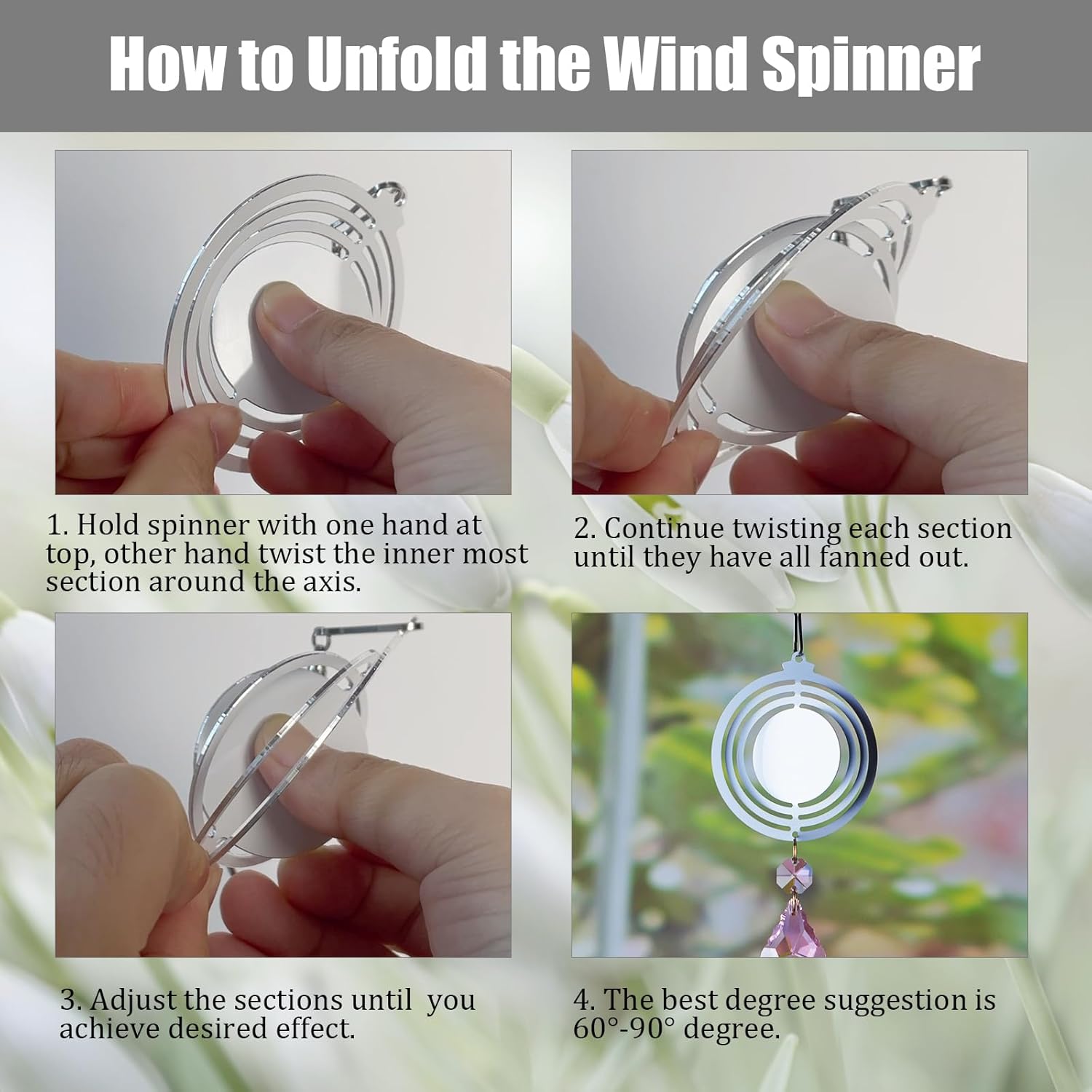 16 Pack 3inch 4inch Sublimation Wind Spinner Blanks 3D Aluminum Metal Wind Sculpture Kinetic Spinners for Yard and Garden Indoor Art Sublimation Christmas Ornament Hanging Decoration
