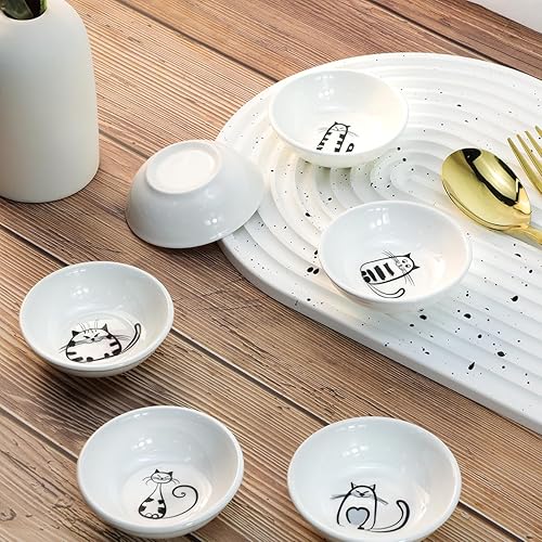 Miniatura 5 de SOCOSY Super Cute Cat - Plato de cerámica para salsacondimentocuenco de soya para sushiplatos de aperitivoplato para servir para cocina y hogar