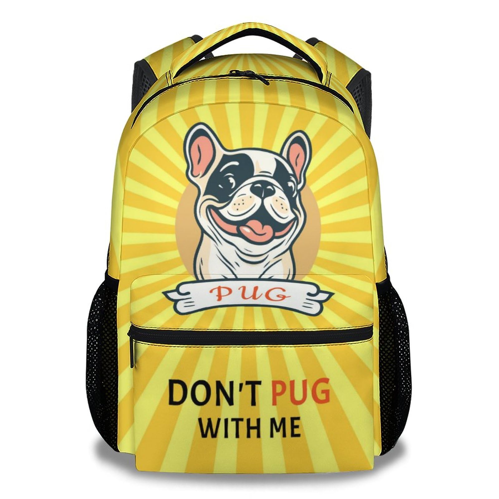 EccustomizedPugs School Backpack for Girls And Boys, 16 Inches Kids Large Capacity Bookbags with Adjustable Strap