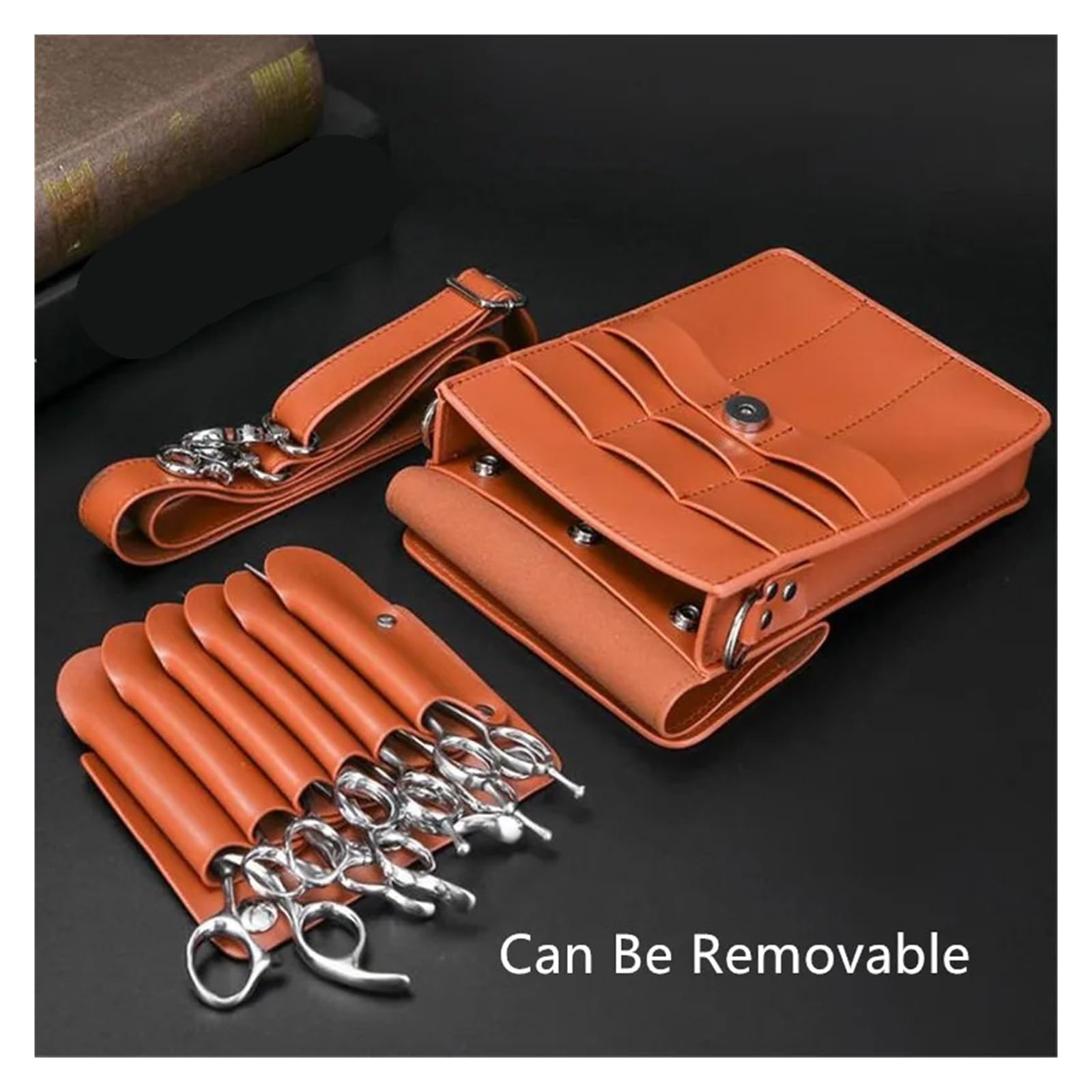 Friseurscheide Hüfttasche Professionelle Leder-Haarscherentasche, Gürteltasche mit Clips, Friseurscheren-Holster, Beutelhalter, Etui mit Hüftgurt(Brown)