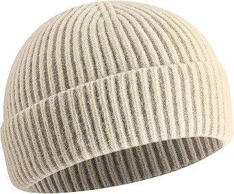 vidsel Short Fisherman Beanie for Men Women, Swag Wool Knit Cuff Trawler Skullcap,Winter Warm Hats