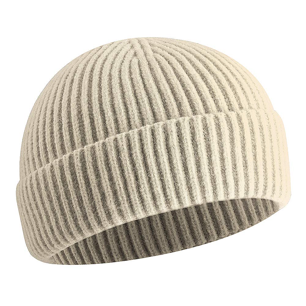 vidsel Wool Knit Cuff Short Fisherman Beanie for Men Women, Winter Warm Hat