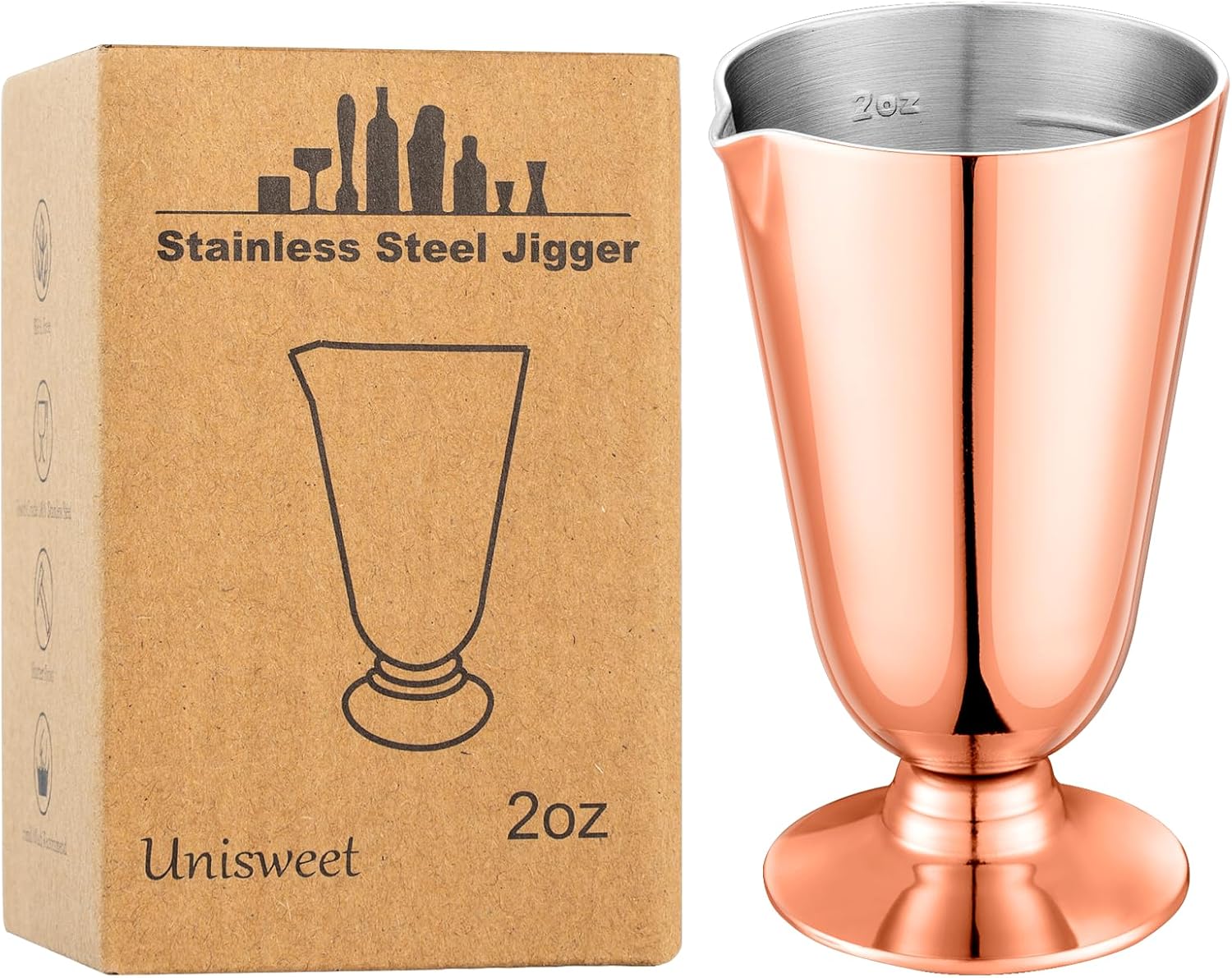 UNISWEET 2 Oz Premium Cocktail Jigger,304 Stainless Steel Materials With Has 7 Measuring Scales Inside,Professional Wine Measuring Machine For Cocktails & Liquor, Good For Bartenders & Home Use