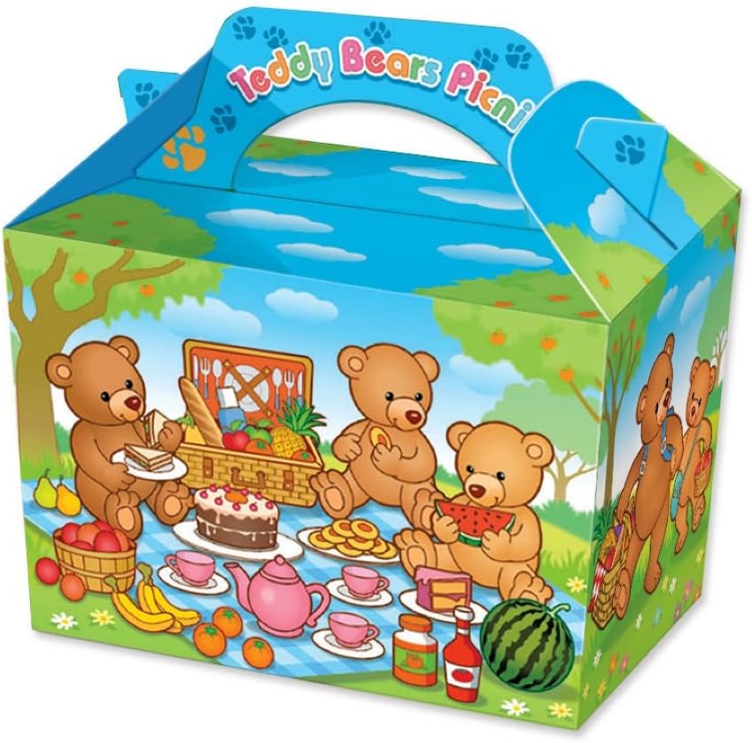 Playwrite 10 Teddy Bears Picnic Party Food, Lunch Gift Boxes. Small to Medium, Practical, Playful Food Storage Containers