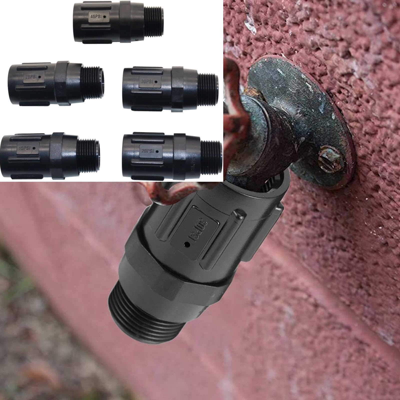 Lot de 4 régulateurs de pression de 15 psi, réduisent le remplacement de la pression d'eau entrante, régulateur d'irrigation goutte à goutte pour système d'arrosage de tuyau de jardinage
