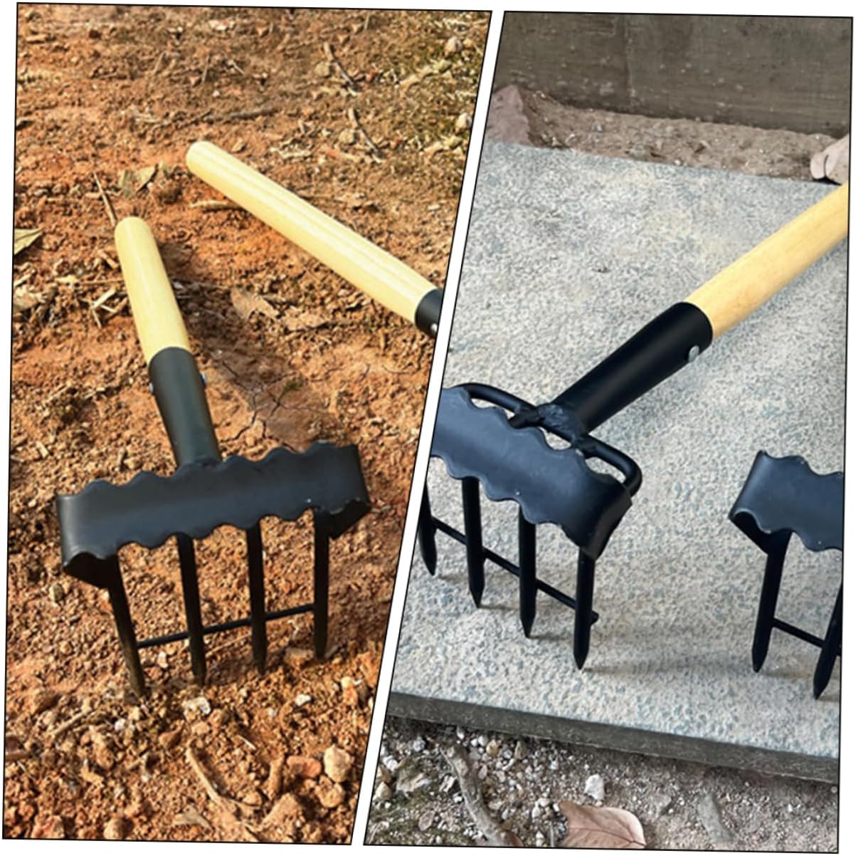 balacoo Small Garden Rake Ergonomic Hand Tool for Weeding Digging and Soil Loosening Design for Home and Outdoor Gardening Tasks