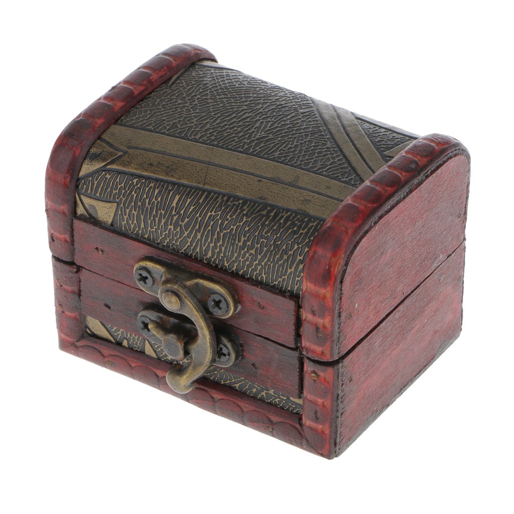 Importe Retro Wooden Lock Treasure Chest Jewelry Storage Gift Box Container Case