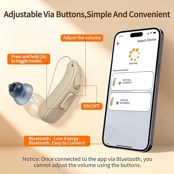 OTC Bluetooth Hearing Aids for Seniors, Anti-Whistling, Noise Reduction