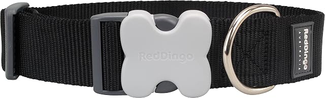 Red Dingo - Collar liso extra ancho 37 - 55 cm en color negro