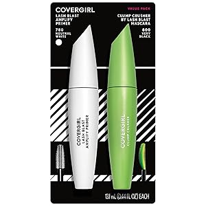 COVERGIRL Clump Crusher Mascara + Mascara Primer Bundle, 20X More Volume, Double Sided Brush, Long-Lasting Wear - 800 Very Black + 780 Neutral White Primer (Twin Pack)