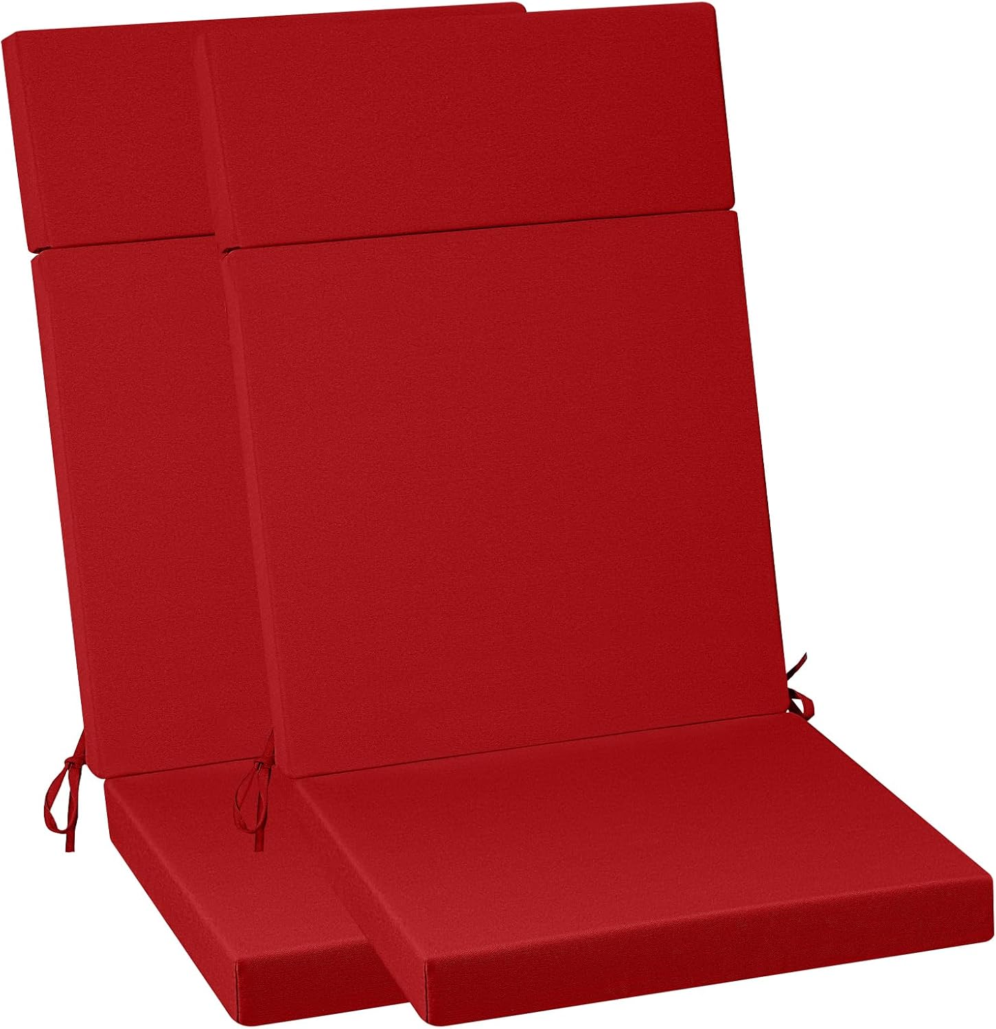 High-Backed Chair Cushion 120 x 50 x 6 cm 2 Pieces Washable Cover Red