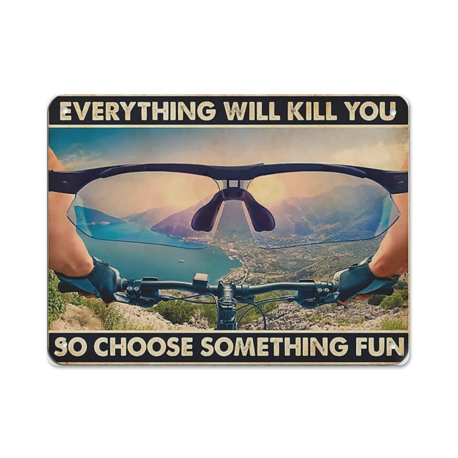 AOOEDM Everything Will Kill You So Choose Something Fun Tin Metal Sign Wall Decor Funny Inspirational Quote Wall Art Sign Vintage Tin Signs For Home Coffee Bar Man Cave Sign Pub Poster