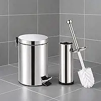 Kit Lixeira Inox 3L com Pedal + Escova Sanitária com Suporte – Design Moderno, Funcional e Higiênico para Banheiros