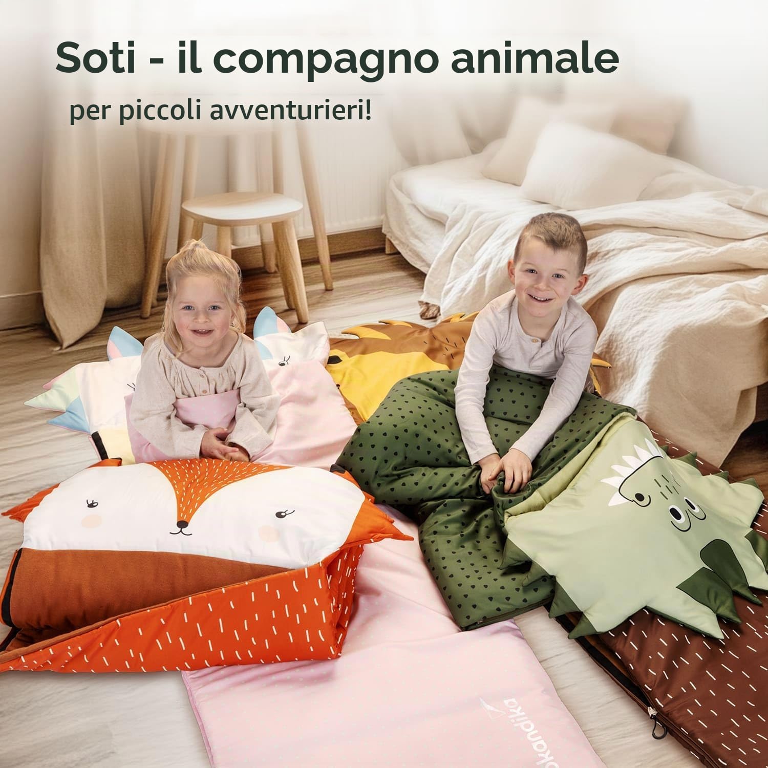 Skandika Sacco a pelo per bambini Soti | fino a 150 cm, in cotone, lavabile in lavatrice, con morbido cuscino