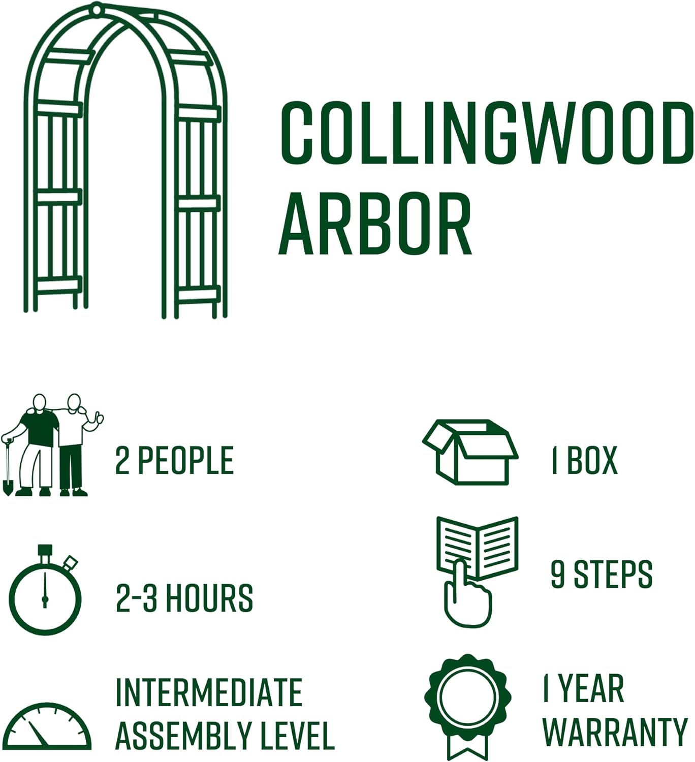 Vita Collingwood Golden Brown Cedar Arbor – 43" x 23" x 81", Pre-Stained Garden Arch Trellis for Climbing Plants, Outdoor Backyard Décor, Wedding Ceremony Arch, Easy Assembly, Durable