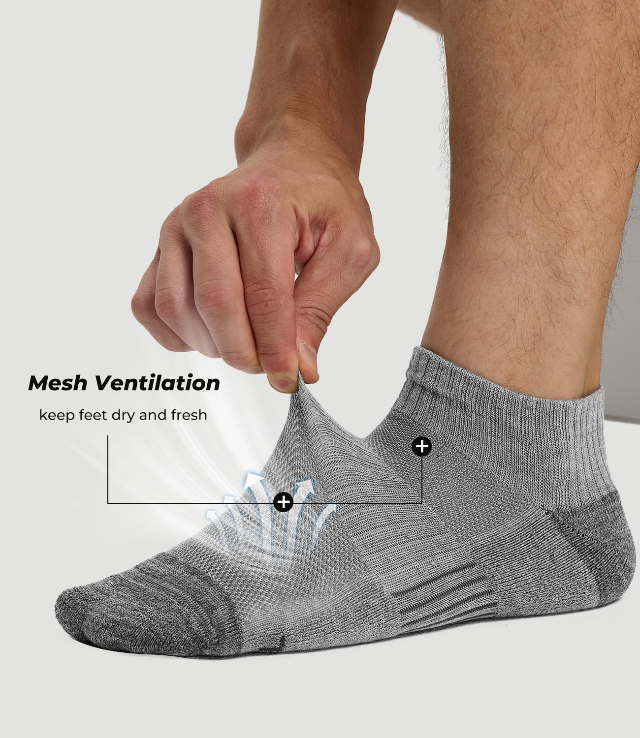 BAMBOO COOL Calcetines de tobillo para hombre, atléticos, de corte bajo, acolchados, absorben la humedad, calcetines para correr, soporte de arco transpirable, paquete de 6