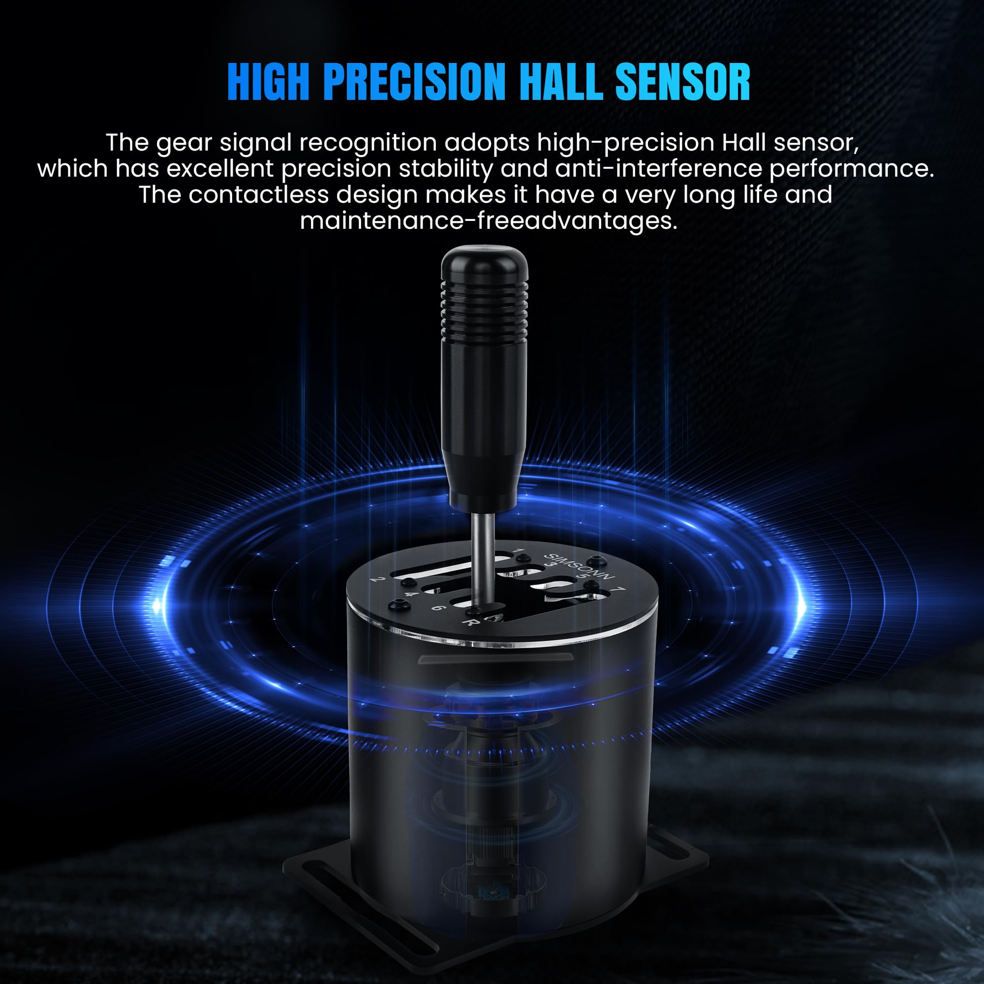 SIMSONN PC USB Simulator Shifter 7+R H Gangschaltung Kompatibel mit Logitech G920 G27 G29 G25 T300RS/GT Lenkrad, Design für ATS ETS Dust WRC Sim Racing Games (7+R)