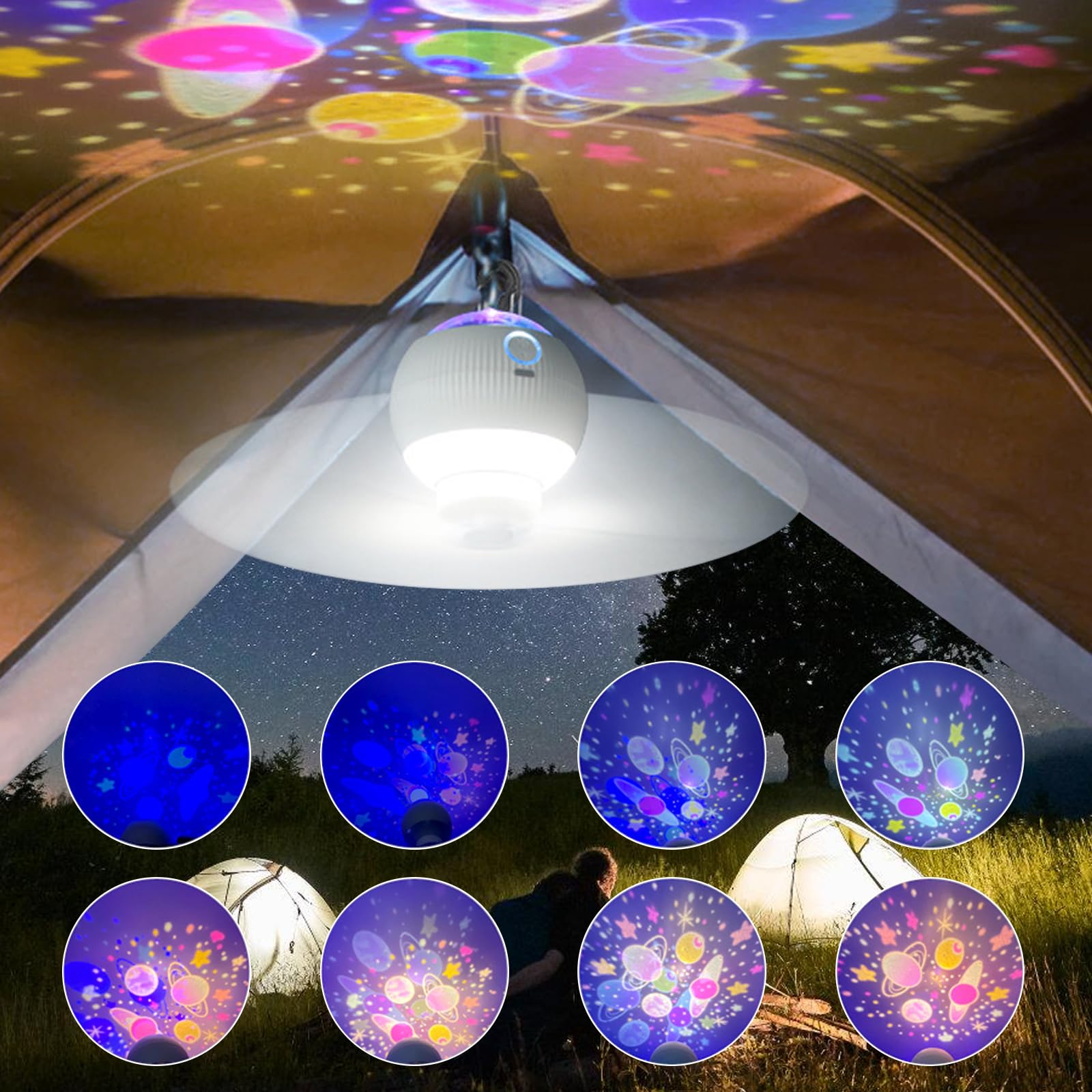 Campingventilator Mit LED Licht - Wiederaufladbar, Fernbedienung, Timer, Abnehmbare Flügel