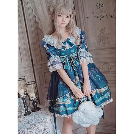 Amazon Co Jp Milky Time ゴスロリ ロリータ 和ロリ 着物 和服 ワンピース 和風 ミニ丈 Red 服 ファッション小物