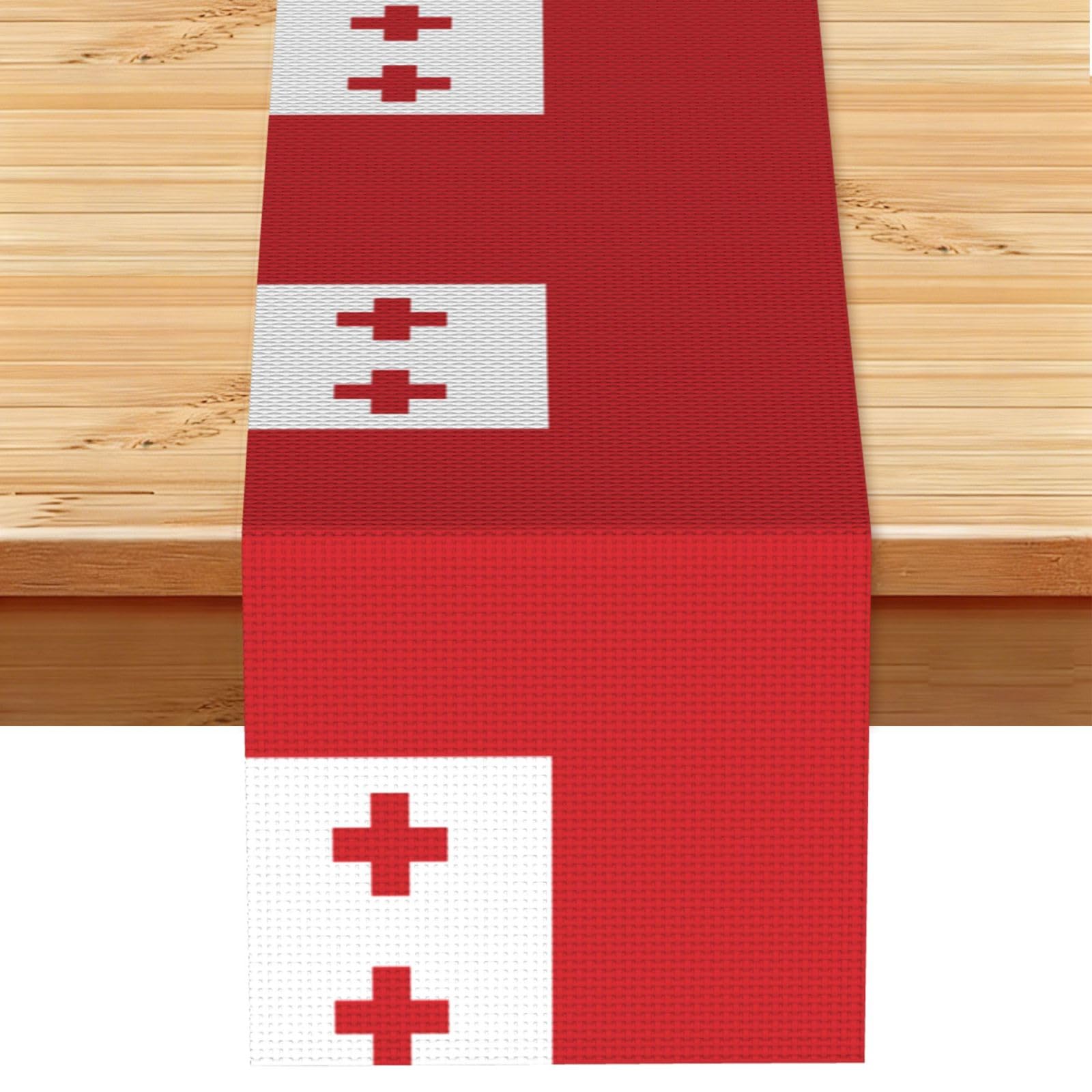 Tonga Flag Linen Feel Table Runner Wedding Party Home Decoration