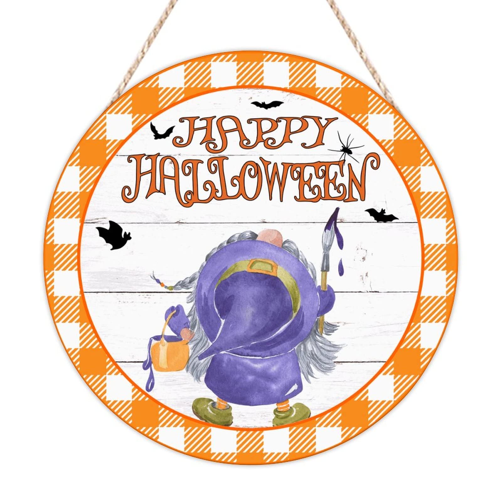 Cadeau de pendaison de crémaillère avec le panneau en bois Hello Pumpkin rétro