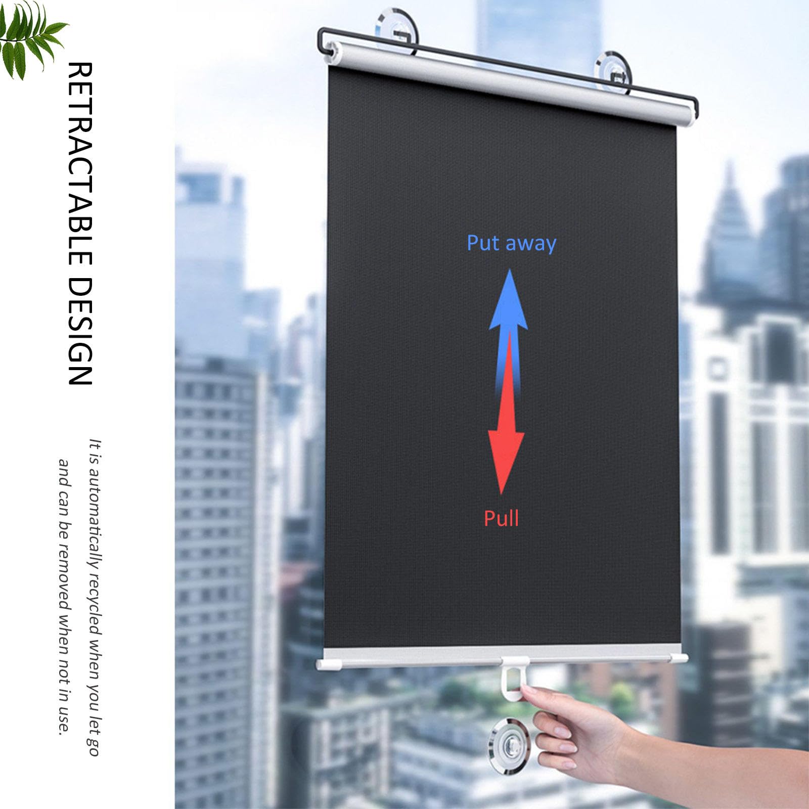 Tendine parasole per finestre personalizzabili, oscuranti, retrattili, senza trapano, montaggio a ventosa, 60 x 120 cm, perfette per la privacy e il controllo della luce