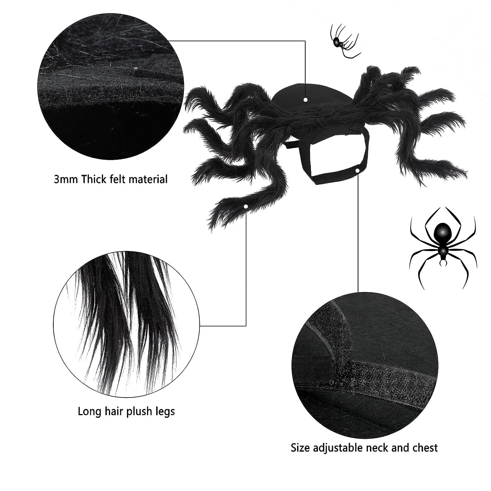 Pet Spider Costume Halloween Furry Giant Simulation Spider Apparel for Cats and Small to Medium Dogs Halloween Party Dress Up Festival Decoration Cosplay Costume (Large) - Image 4
