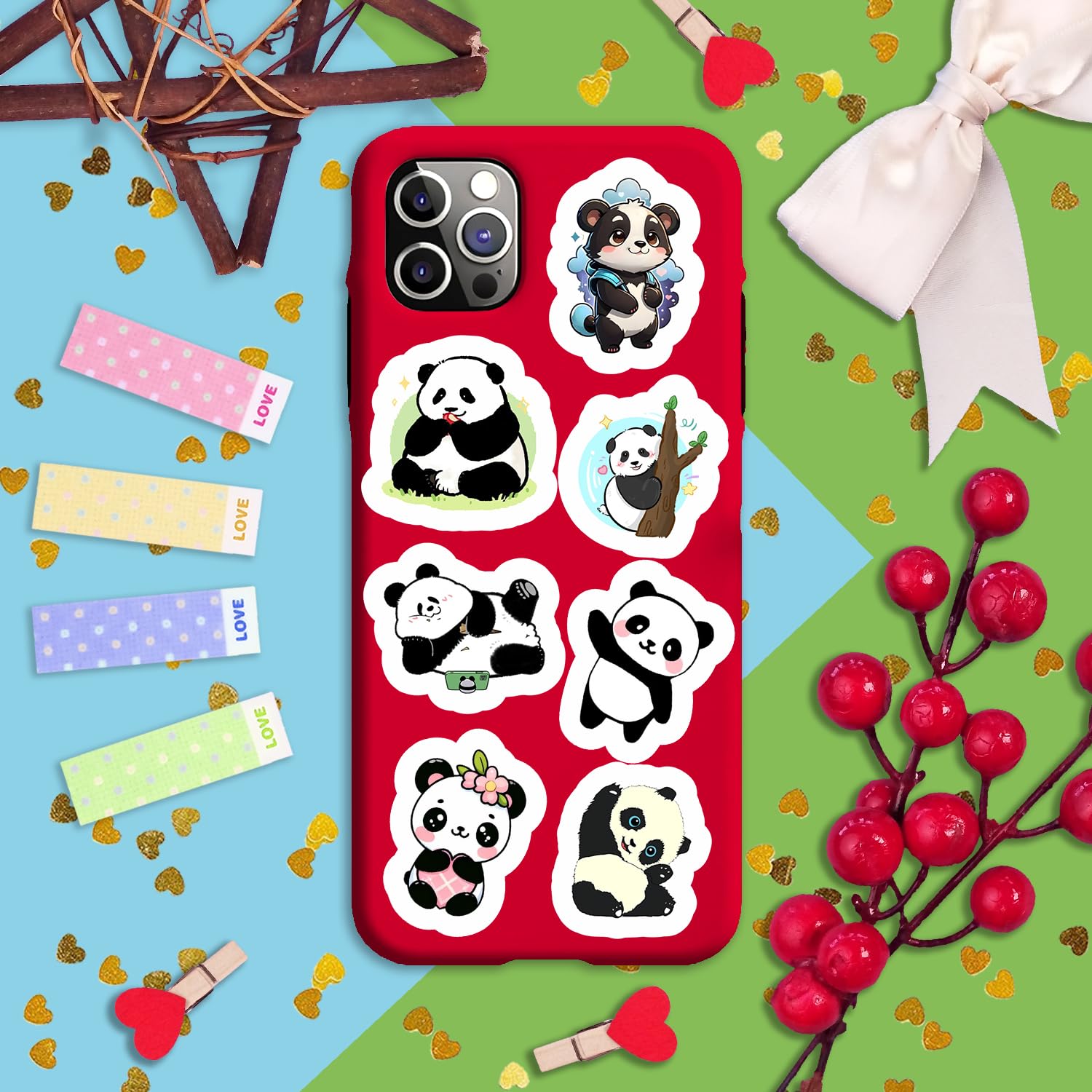 200 Stück Niedliche Panda-Aufkleber – Wasserfestes Vinyl, Ca. 2,5–5,1 Cm, Für Laptop, Flasche, Handy & Basteln